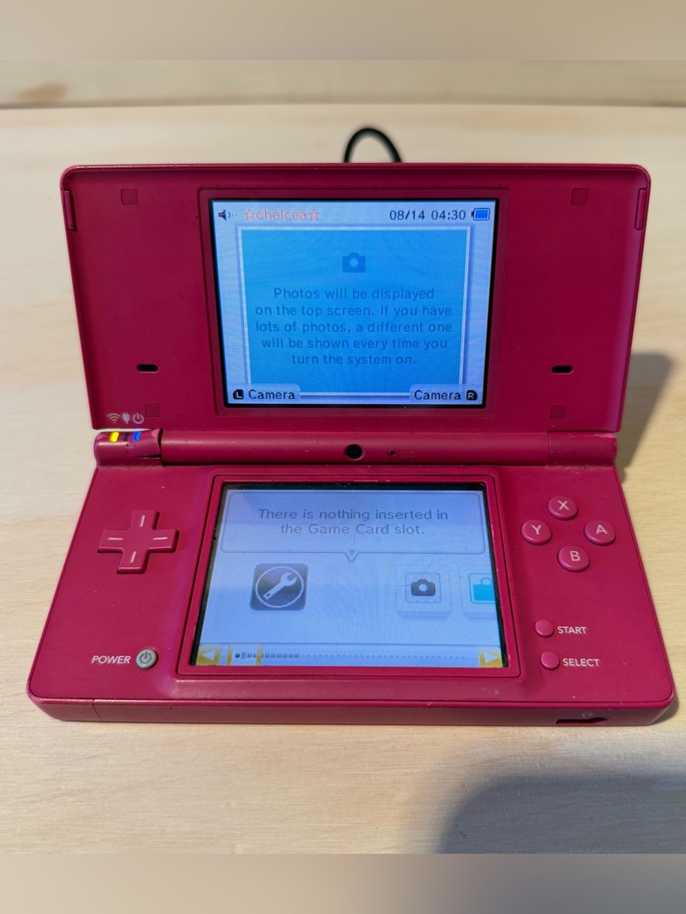Nintendo DSi Console Hot Pink No Charger Tested Good Loose Top Hinge Read Info!